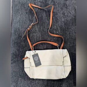 Vince Camuto Ivory and Brown Crossbody Bag